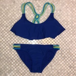 Royal Blue Ruffle Bikini Top and Matching Bottoms